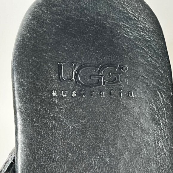 UGG Issa Mosaic Leather Wooden Clogs Blue Size 7 - Picture 8 of 14